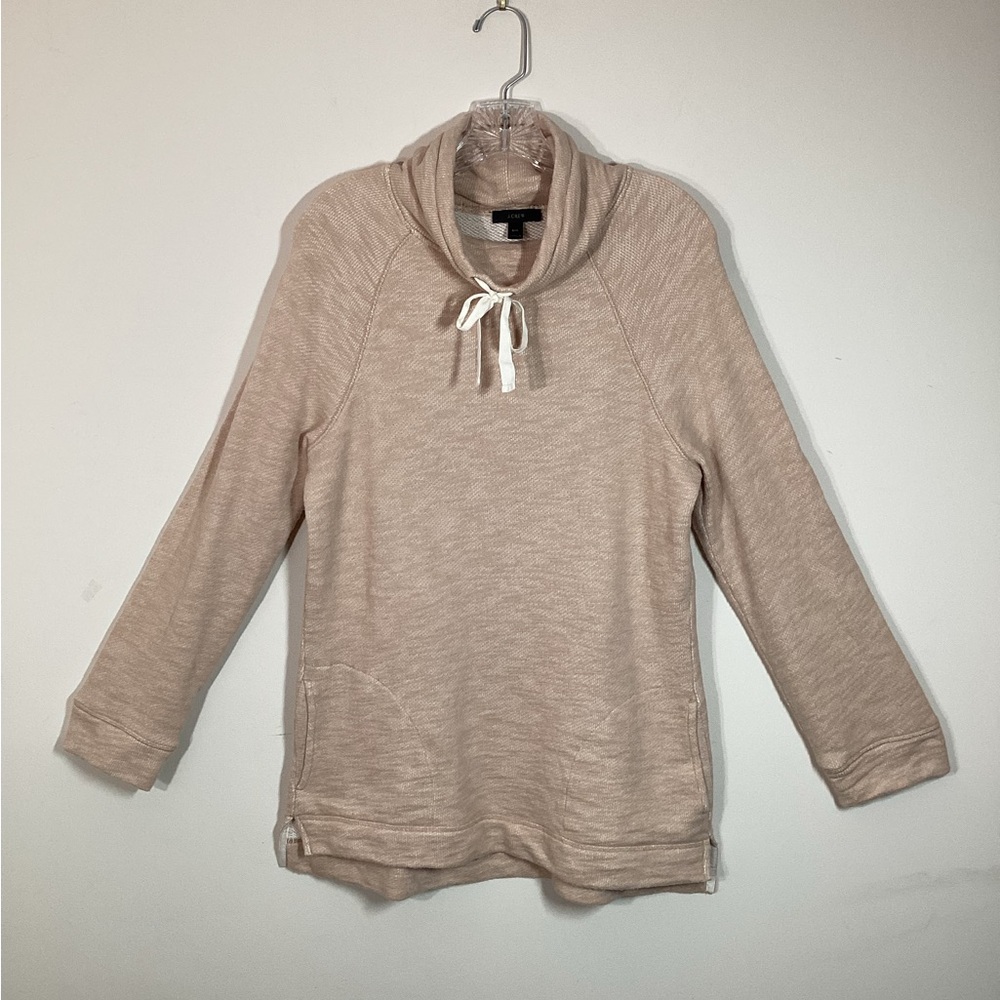 J. Crew S/M Beige Cowl Neck Tunic Sweatshirt French Terry EUC